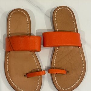 Original Orange Leather Slide Sandals for Kids Made in Italy